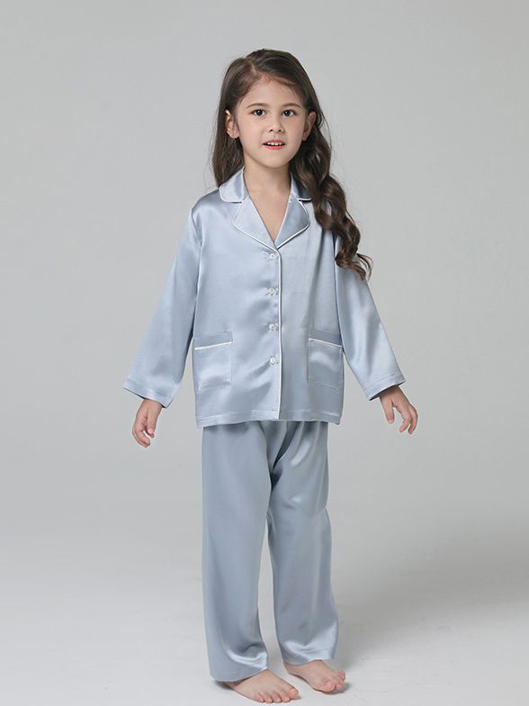 19 Momme Kids Silk Pajamas Set Boys and Girls Silk PJs